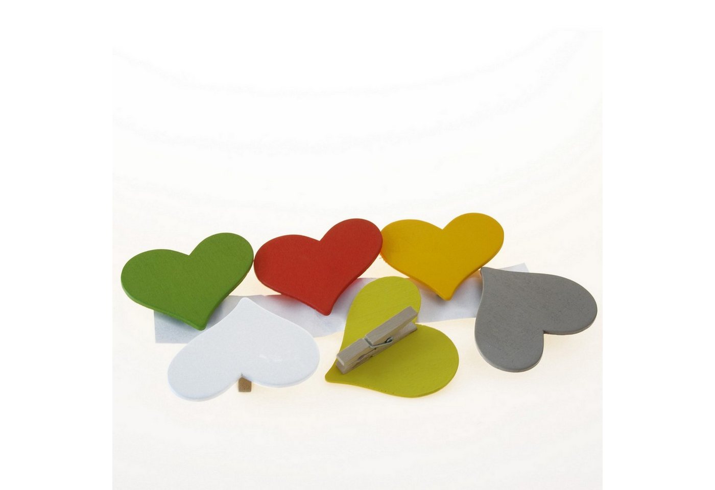 Deko AS Bastelnaturmaterial Holz-Herz auf Clip - ca. 8cm - 6 Stück - bunt - 3618-01…, (6-tlg), verschiedene Farben von Deko AS