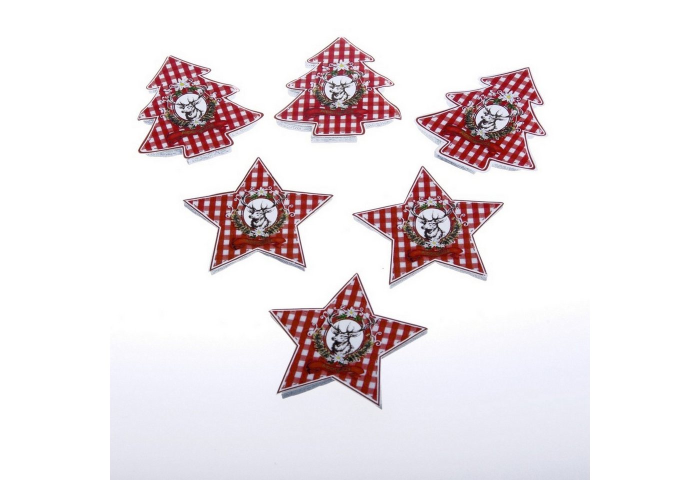 Deko AS Bastelnaturmaterial Holz-Tanne /-Stern "Alpenglück" mit Klebepunkt - rot-weiß - ca. 4cm Deko AS Bastelnaturmaterial Holz-Tanne /-Stern "Alpenglück" mit Klebepunkt - rot-weiß - ca. 4cm von Deko AS