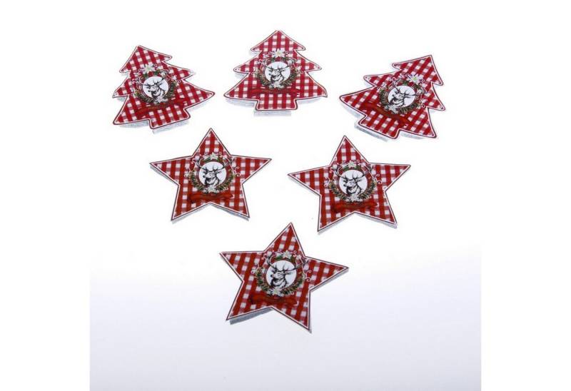 Deko AS Bastelnaturmaterial Holz-Tanne /-Stern "Alpenglück" mit Klebepunkt - rot-weiß - ca. 4cm Deko AS Bastelnaturmaterial Holz-Tanne /-Stern "Alpenglück" mit Klebepunkt - rot-weiß - ca. 4cm von Deko AS
