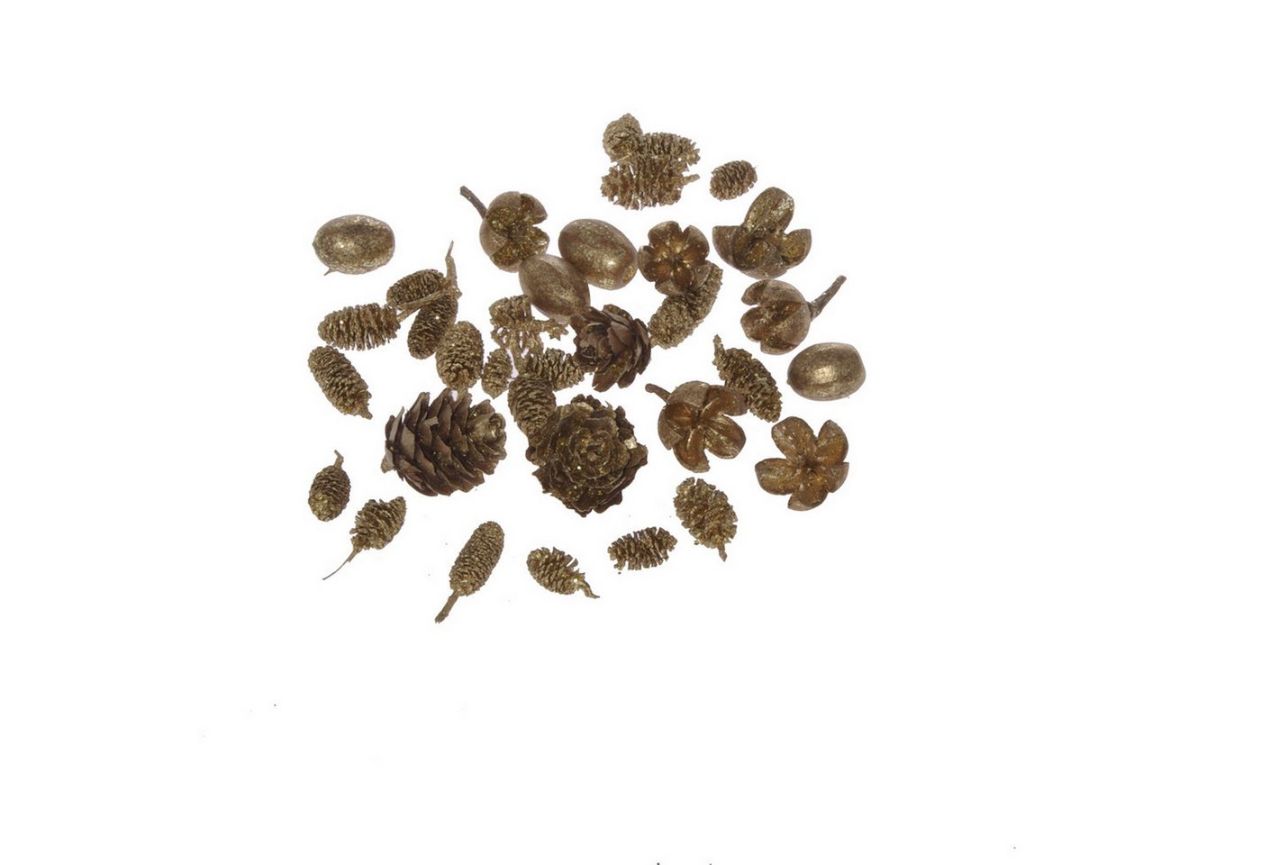 Deko AS Bastelnaturmaterial Zapfen Mischung mit Goldflitter – 3 x 20g - A113 von Deko AS