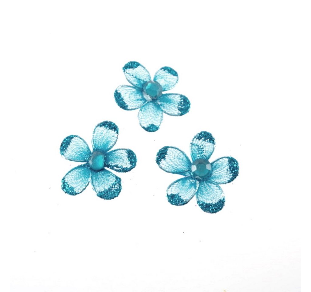 Deko AS Bastelperlen Silkflower mit Perle und Klebepunkt - türkis - 25 mm - 12 Stück - 9… von Deko AS