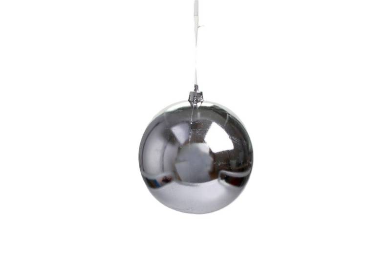 Deko AS Christbaumschmuck Christbaumkugel - silber - 100 mm Ø - 6 Stück - 29546, Für Drinnen & Draußen von Deko AS