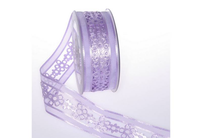 Deko AS Dekoband Dekoband Open Flowers in Organza - 40mm - 20m - col. 42 lavendel… von Deko AS
