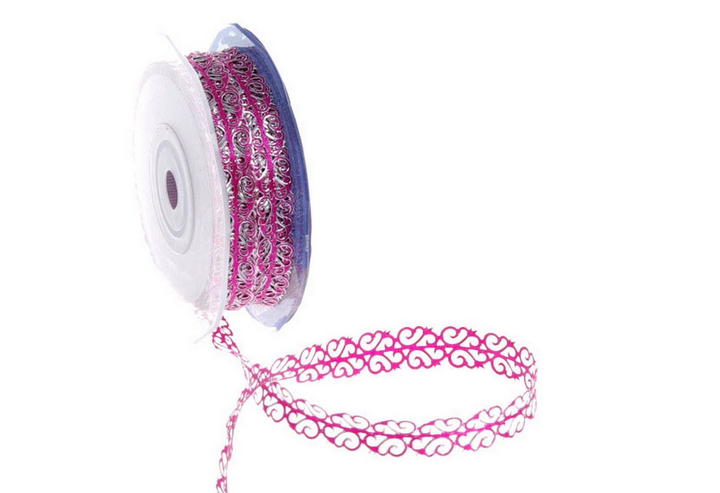Deko AS Dekoband Dekobordüre "Vine Ribbon" - fuchsia-silber - 12mm - 20m - 92102 39, Bordüre Geschenkband modern Deko AS Dekoband Dekobordüre "Vine Ribbon" - fuchsia-silber - 12mm - 20m - 92102 39, Bordüre Geschenkband modern von Deko AS