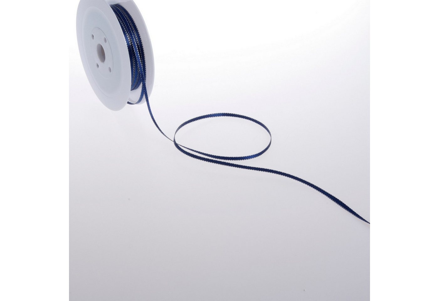 Deko AS Dekoband Double-Face Satin mit Silberkante - navy - 3mm - 50m - 32103 70 von Deko AS