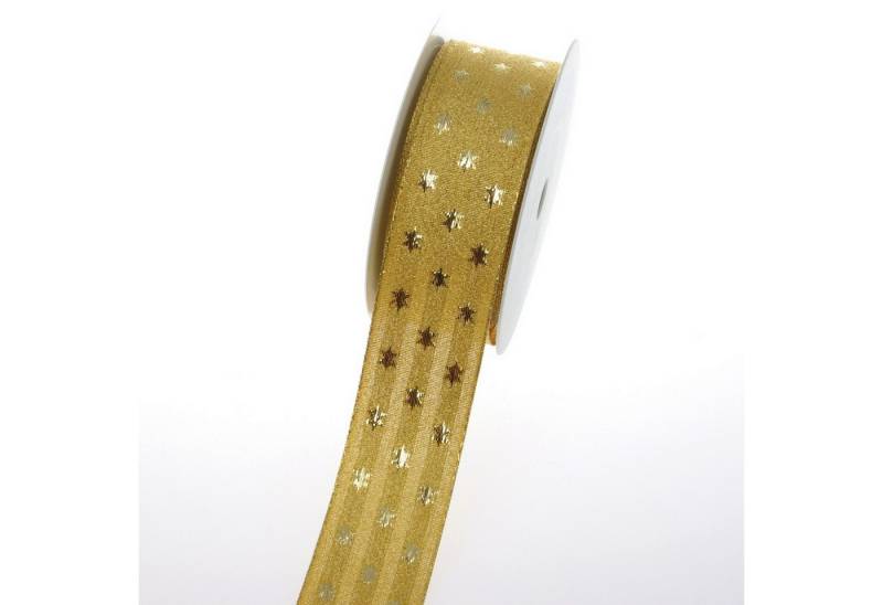 Deko AS Dekoband Lurexband Matt mit Sternen - Dunkelgold - 40 mm breit - Rolle 20 m … von Deko AS