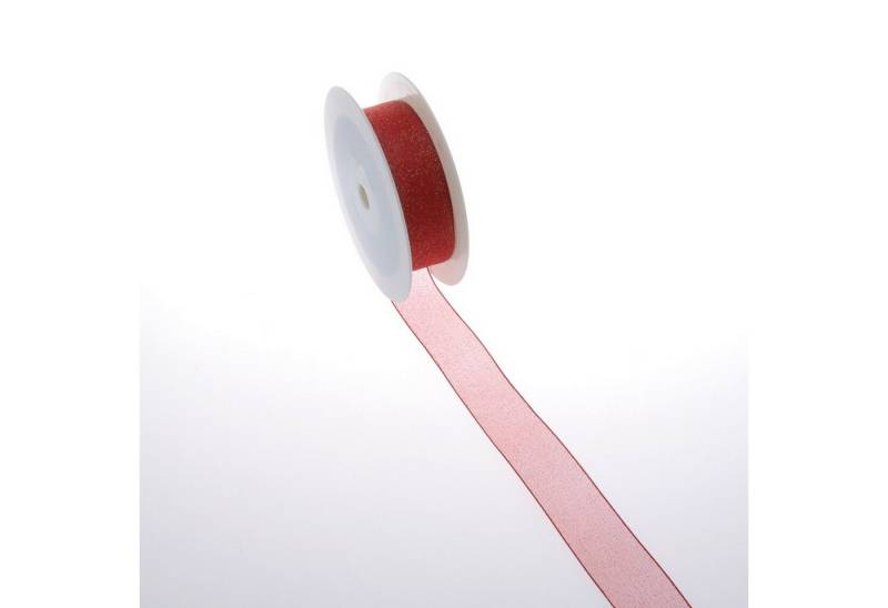 Deko AS Dekoband Organzaband mit Goldglitter rot - 25 mm Breite auf 20 m Rolle - 541… von Deko AS