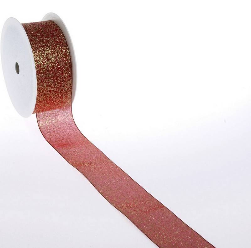 Deko AS Dekoband Organzaband mit Goldglitter - rot - 40mm - 20m - 54111 40 38 von Deko AS
