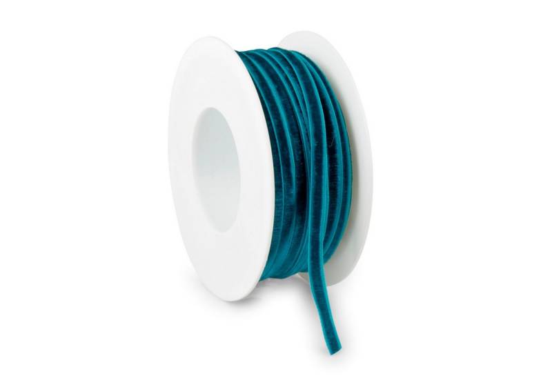 Deko AS Dekoband Samtband "Velvet" petrol 5mm 50m 3634-5-50-047, dichter Flor von Deko AS