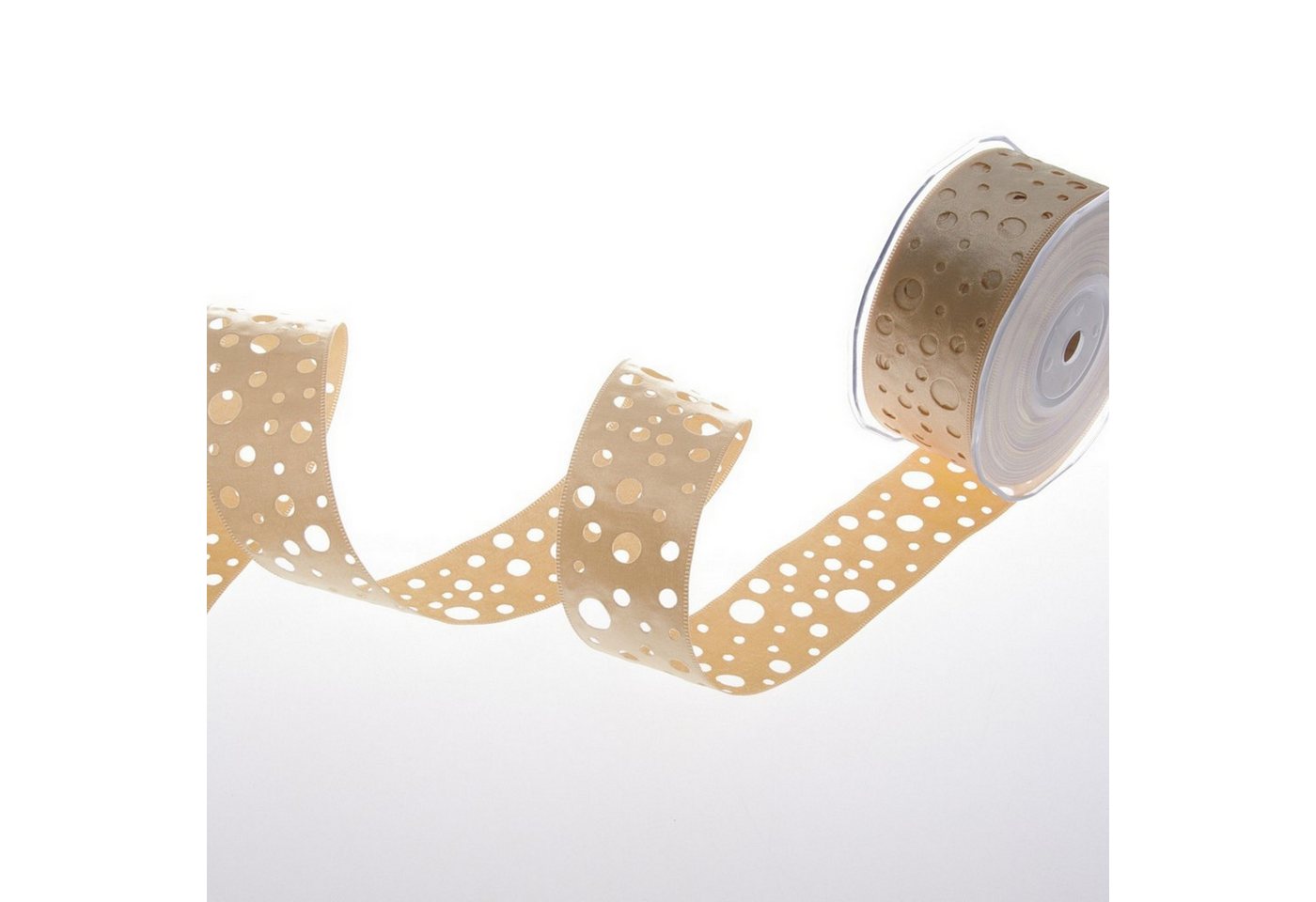 Deko AS Dekoband Satinlochband ocker - 25 mm Breite auf 20 m Rolle - 52020 55 von Deko AS
