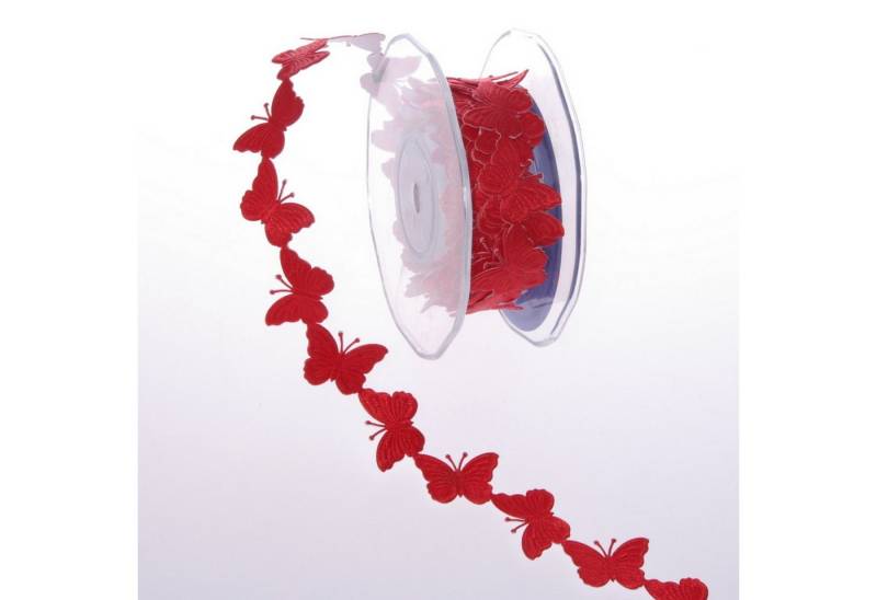 Deko AS Bastelnaturmaterial SeKleBo® - Selbstklebende Bordüre Schmetterlinge Farbe Rot - 30mm - 1 von Deko AS