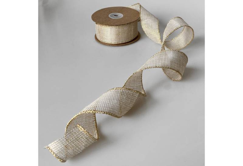 Deko AS Dekoband Weihnachtsband mit Goldkante-natur-gold-99113-40-10-002 von Deko AS