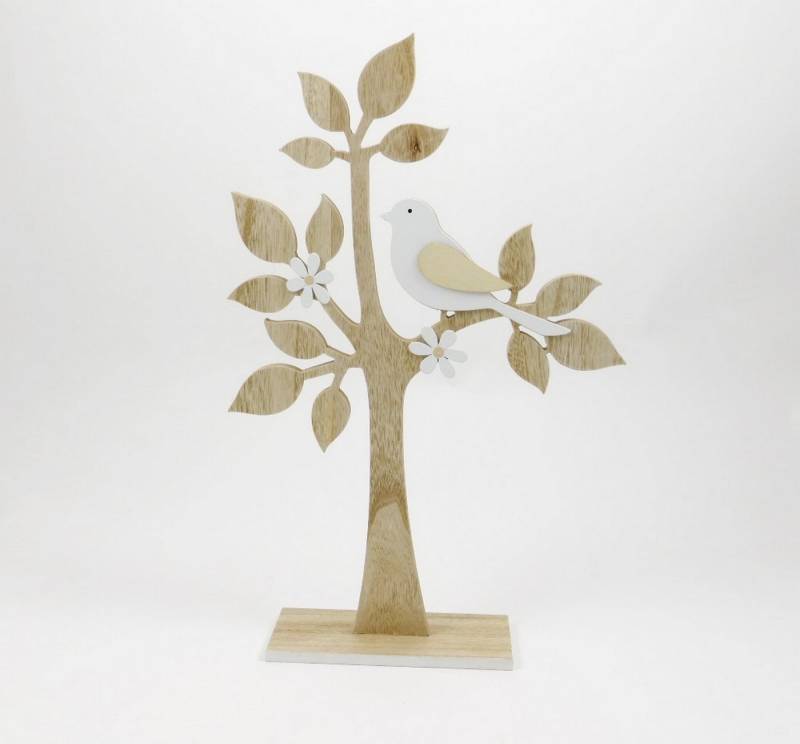 Deko AS Dekofigur Holzbäumchen mit Blüten und Vogel - 46,5 x 29,5cm - 66291 von Deko AS