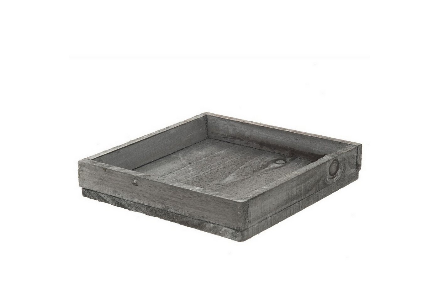 Deko AS Dekofigur Holztablett - Dekoschale - Vintage - 20x20x4 cm - Grau - 6 Stück - A9 von Deko AS