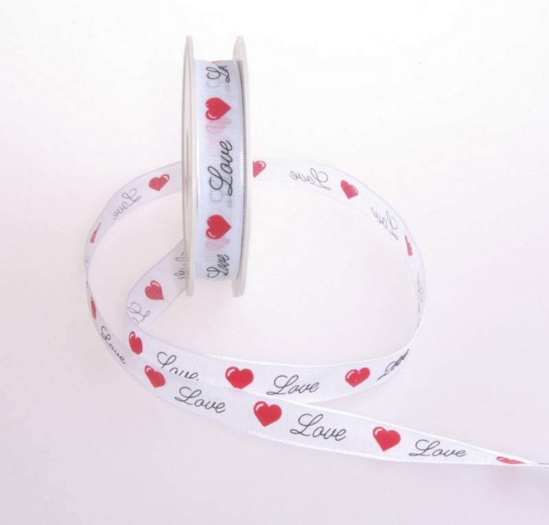 Deko AS Dekoobjekt Dekoband "Love" mit Drahtkante - 16mm - 15m -col. 01 weiß-rot - 32019 Deko AS Dekoobjekt Dekoband "Love" mit Drahtkante - 16mm - 15m -col. 01 weiß-rot - 32019 von Deko AS