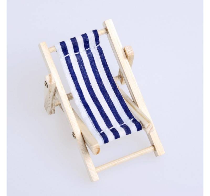 Deko AS Dekoobjekt Liegestühle aus Holz - Blau-Weiß-gestreift - 9x15cm - 3 Stück - 77942 (3 St., 1 VE = 3 Mini-Liegstühle in blau-weiß gestreift), klappbar von Deko AS