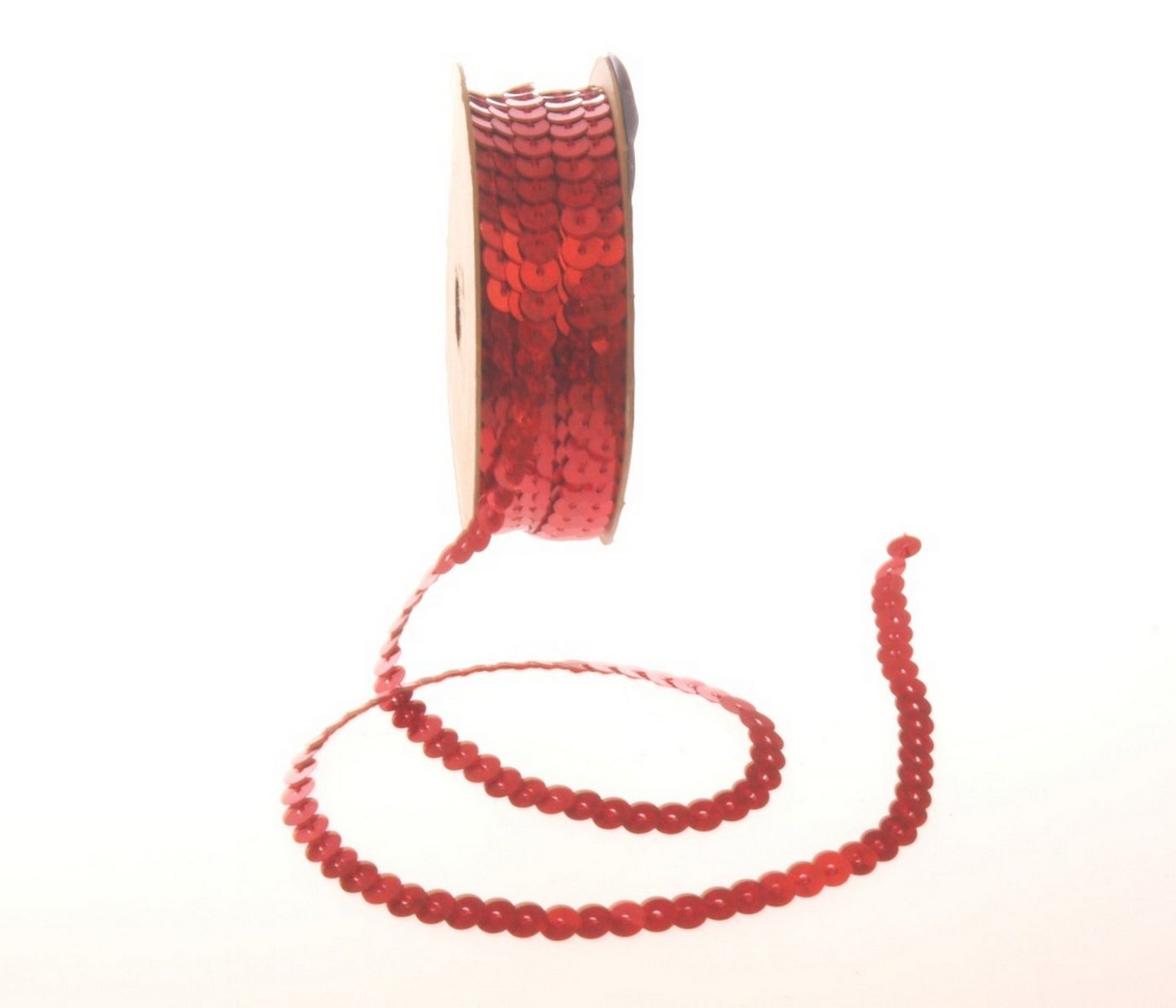 Deko AS Kordel Paillettenschnur - 4 mm - rot - 1 VE = 5 Rollen á 10m, Pailletten auf Schnur von Deko AS
