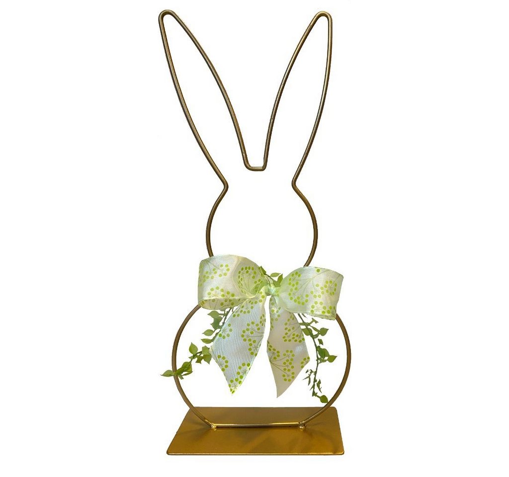 Deko AS Osterhase Hasen-Silhouette - Metallfigur Osterhase - goldfarben - 29cm hoch - (1 Stück), Dekofigur aus Metall von Deko AS