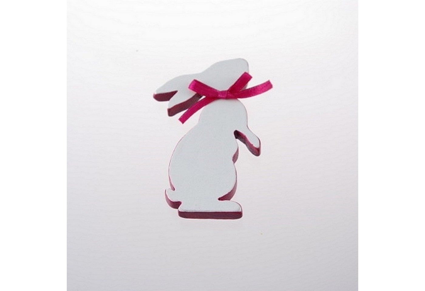 Deko AS Osterhase Holzhase Osterhase mit Schleife weiß-fuchsia - 8 cm - 12 Stück - A … (12 St., 1 VE = 12 Stück), Mit Satinschleife in Pink von Deko AS