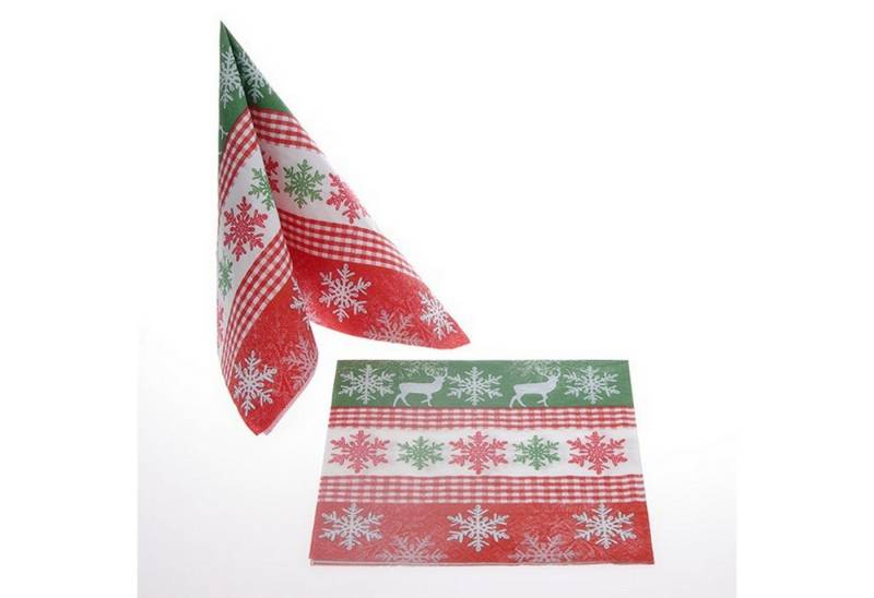 Deko AS Papierserviette Serviette "Snowflakes in a Row" - 33 x 33 cm - grün/rot - 60585 von Deko AS
