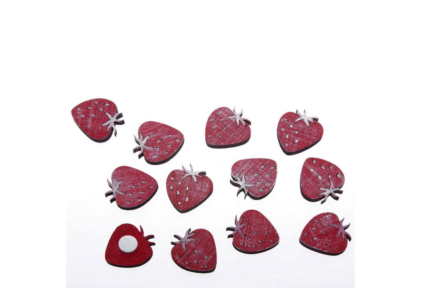 Deko AS Sticker Holzerdbeere mit Klebepunkt - rot - 3 cm - 5x 12 Stück - 91069 von Deko AS