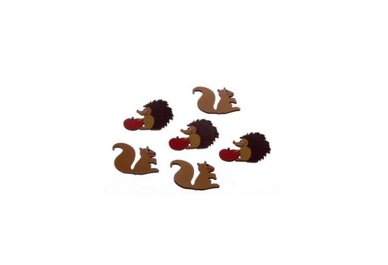 Deko AS Streudeko Holz-Eichhörnchen und -Igel - Streudeko - 2 x 3 Stück - 3,5 cm - br, (6-tlg), filigran von Deko AS