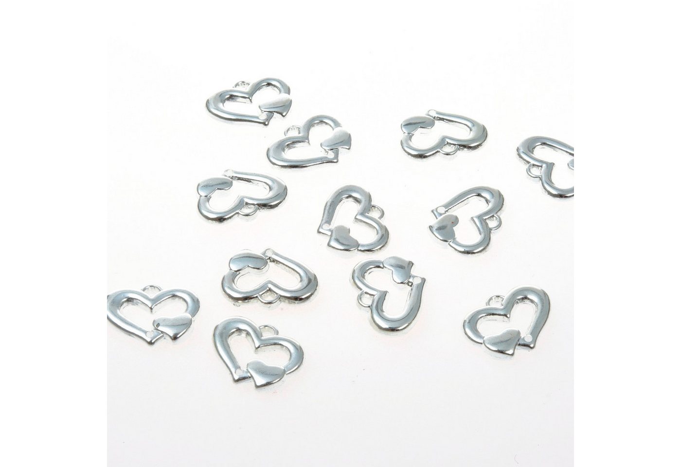 Deko AS Streudeko Mini-Herzen zum Streuen oder Aufhängen - silber - 2,5 cm - 12 Stück…, (12-tlg), ZUm Streuen oder Auffädeln von Deko AS