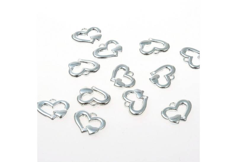 Deko AS Streudeko Mini-Herzen zum Streuen oder Aufhängen - silber - 2,5 cm - 12 Stück…, (12-tlg), ZUm Streuen oder Auffädeln von Deko AS