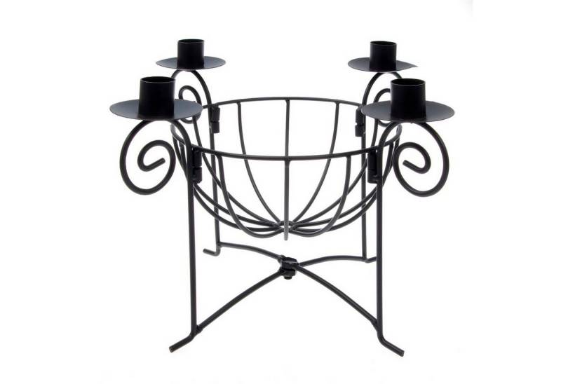 Deko AS Tischkerzenhalter Metallkerzenständer - Weihnachten - schwarz - ca. 25cm hoch - 70900 (1 Stück), Korb mit Kerzenhalter von Deko AS