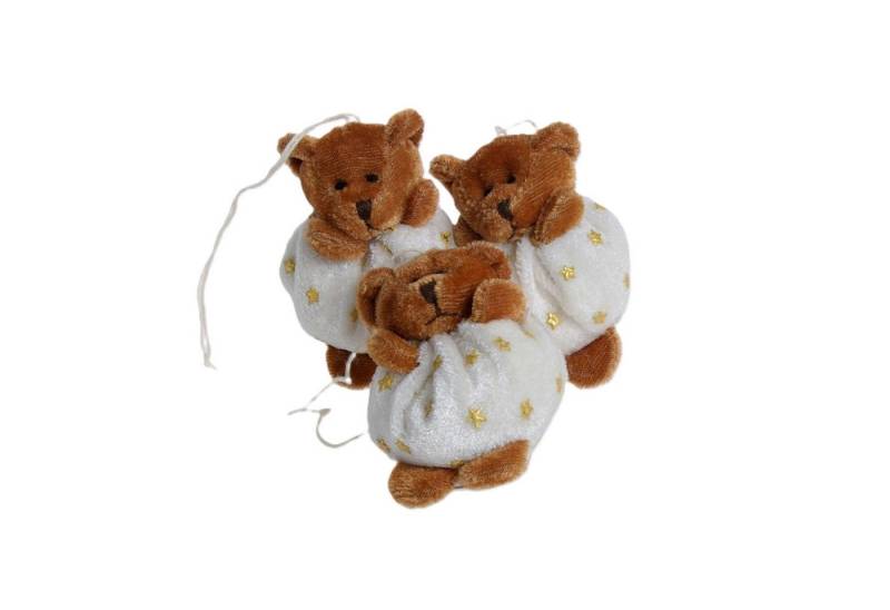 Deko AS Weihnachtsfigur Weihnachtsdeko "Bären" – Braun-Weiß – 7 cm – 3er-Set (3 St., 3 Stück), mit Aufhänger von Deko AS