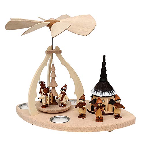 Deko-Geschenke-Shop Riesen Teelicht Pyramide mit 6 Figuren Kurrende 25 cm 3 Teelichter 50364 von Deko-Geschenke-Shop