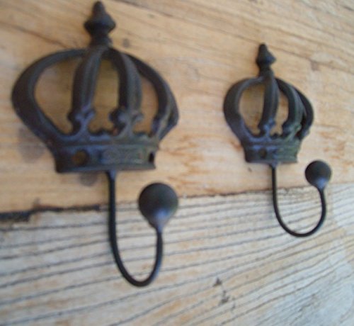 2-er Set, 2 Stück Wandhaken, Krone, Mehrzweckhaken, Guss, rostfarben 2-er Set, 2 Stück Wandhaken, Krone, Mehrzweckhaken, Guss, rostfarben von Deko-Impresion