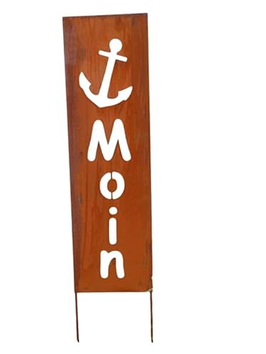 Deko-Impresion Stabiler Gartenstecker Paneel Gartenstab Moin mit Anker Eisen Rost 86 cm von Deko-Impresion
