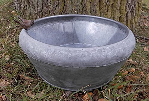 Deko-Impresion Traumschöne Zinkschale Pflanzschale Zinkbottich Blumentopf Vogeltränke D 33 cm von Deko-Impresion