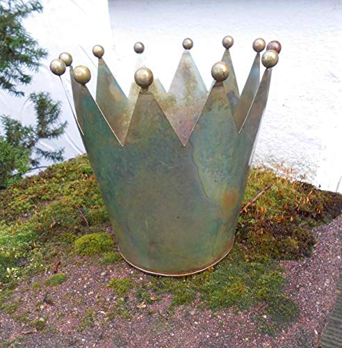 Deko-Krone Kugelspitzen Übertopf Windlicht Eisen grüngold-antik 18 cm von Deko-Impresion