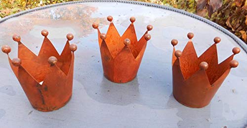 Dekokronen Set 3 Windlichter Teelichthalter Kerzenhalter Eisen Rost D9 von Deko-Impresion