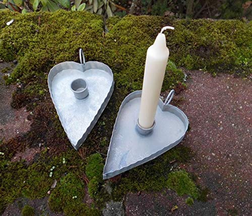 Kerzenhalter Herzen Kerzenständer 2er Set Eisen f. Stabkerzen Eisen von Deko-Impresion