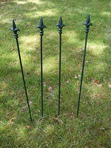 4 Stück grün lackierte Rankstäbe Rankhilfe verzierte Spitze Eisen 60cm von Deko-Impresion