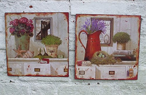 Deko-Impression Bedruckte Metallschilder Provence, Lavendel, 2er Set, Schild, Wandbild, von Deko-Impression