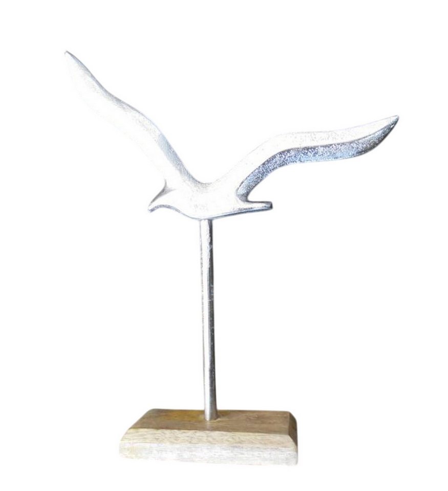 Deko-Impression Dekofigur Deko-Möwe Maritimes Deko-Objekt Aluminium + Holz massiv 25 cm (1 St) von Deko-Impression