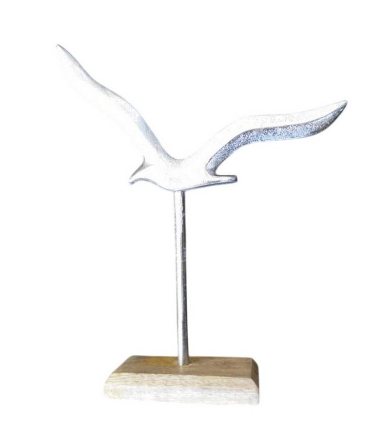 Deko-Impression Dekofigur Deko-Möwe Maritimes Deko-Objekt Aluminium + Holz massiv 25 cm (1 St) von Deko-Impression