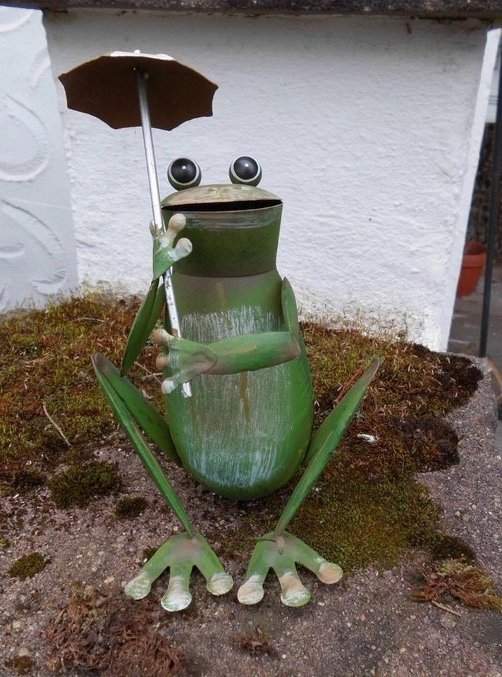 Deko-Impression Dekofigur Frecher Frosch sitzend m. Regenschirm Gartendekoration Eisen 20 cm (1 St) von Deko-Impression