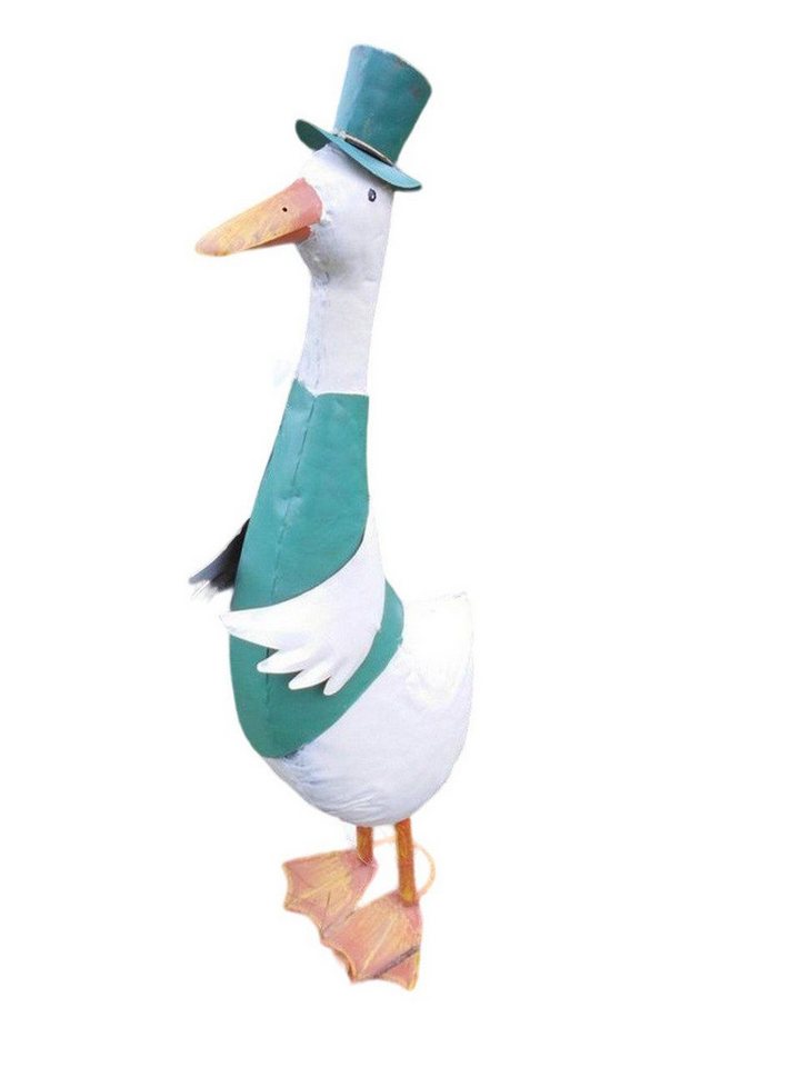 Deko-Impression Dekofigur Große Ente mit Zylinder Gartendekoration Eisen grün-weiß 62 cm (1 St) von Deko-Impression