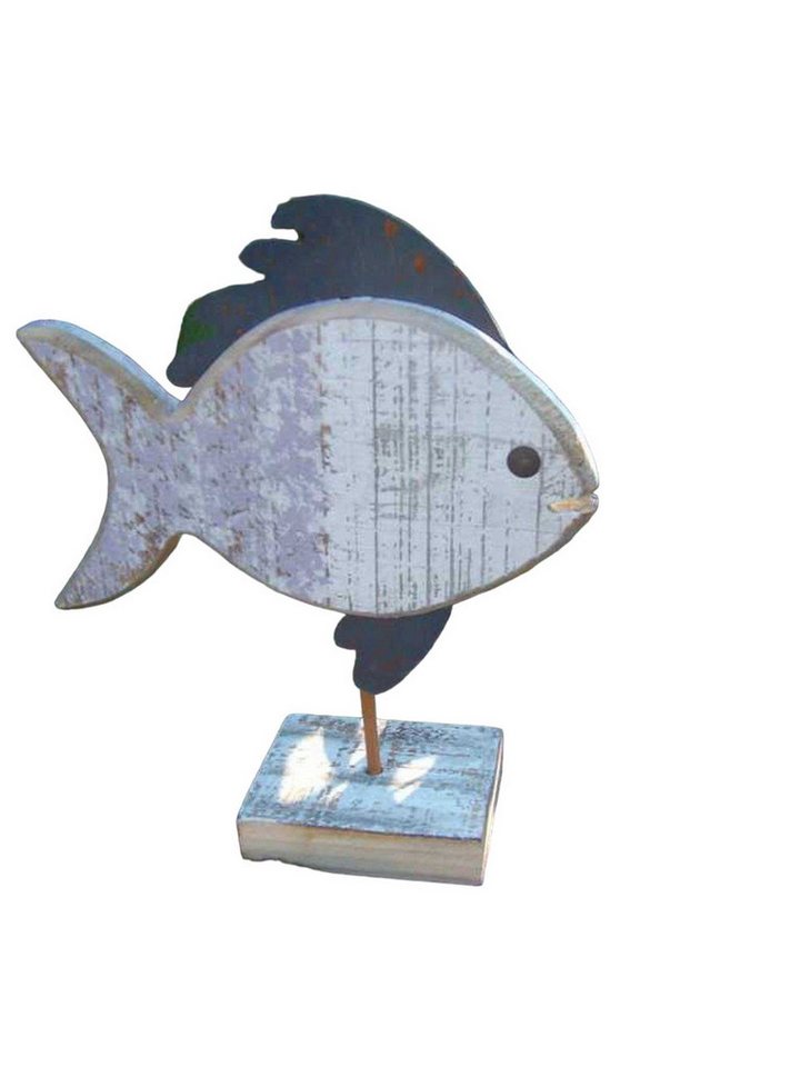 Deko-Impression Dekofigur Maritime Deko. Aufsteller Fisch Holz + Eisen violett Handarbeit 24 cm (1 St) von Deko-Impression