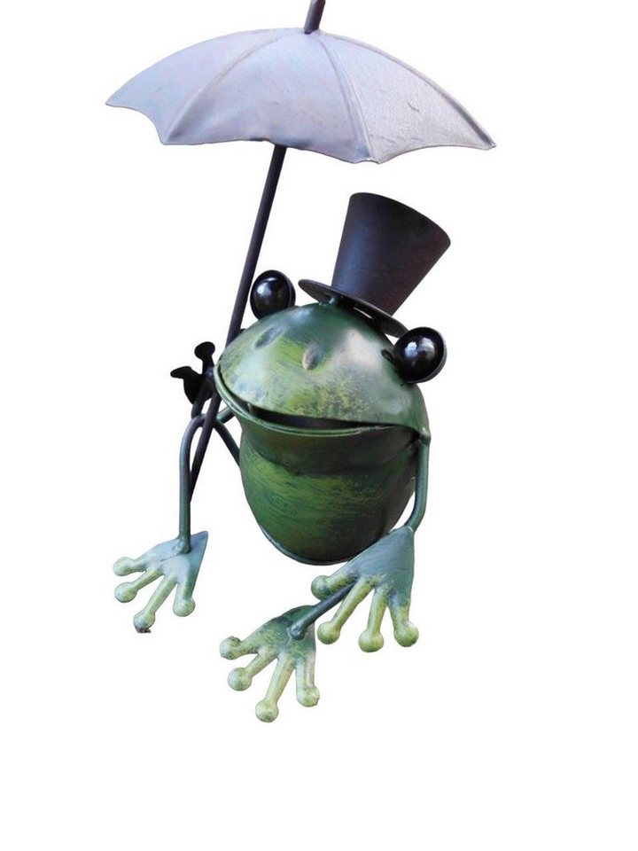 Deko-Impression Dekofigur Pfahlhocker Tischhocker Zaunhocker Frosch mit Zylinder u. Schirm (1 St) von Deko-Impression