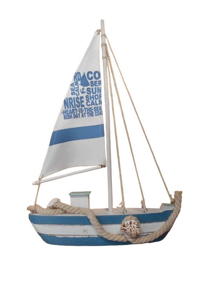Deko-Impression Dekofigur Segelschiff mit Takelage. Maritimes Deko-Objekt Holz blau-weiß (1 St) von Deko-Impression