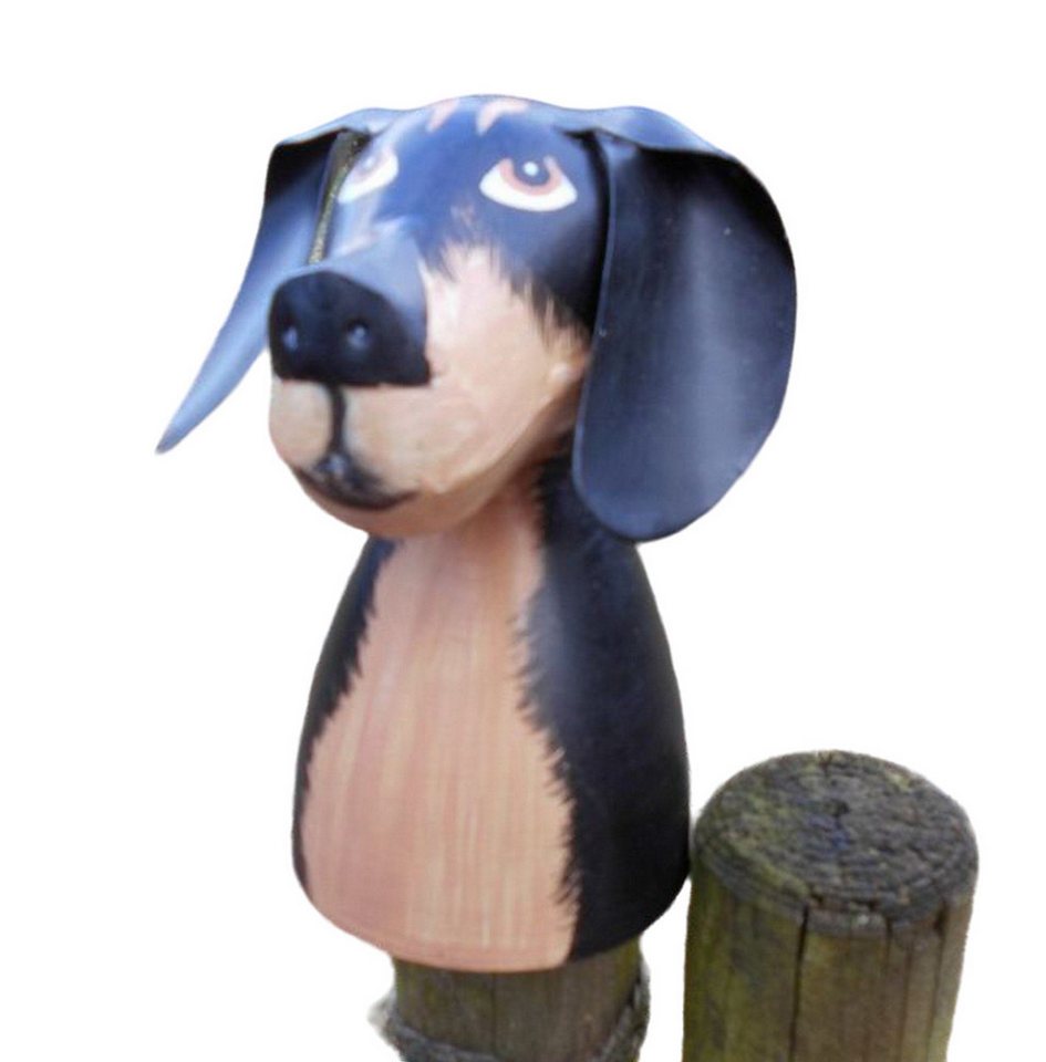 Deko-Impression Dekofigur Zaunfigur Pfahlhocker Zaunhocker Hund m. Schlappohren schwarz-beige (1 St) von Deko-Impression