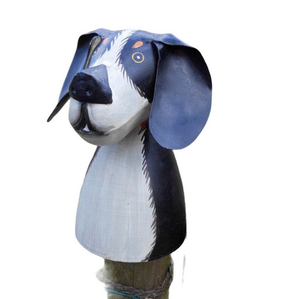 Deko-Impression Dekofigur Zaunfigur Pfahlhocker Zaunhocker Hund m. Schlappohren schwarz-weiß (1 St) von Deko-Impression