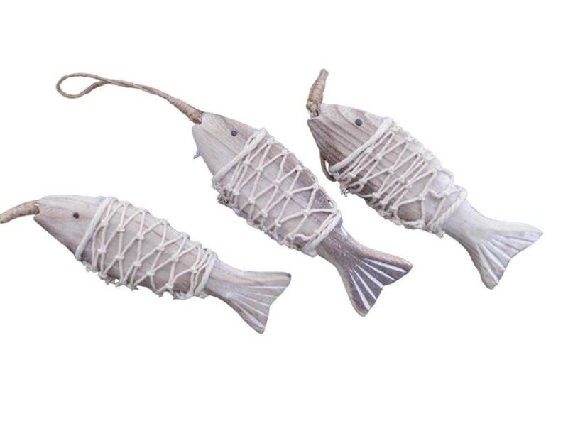 Deko-Impression Dekohänger Dekohänger 3 Fische z. Hängen Holz massiv Maritime Deko Meer (3 St) von Deko-Impression