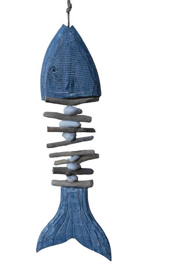 Deko-Impression Dekohänger Hänger Fischgerippe Fischgräte Girlande Treibholz blau maritime Deko (1 St) von Deko-Impression